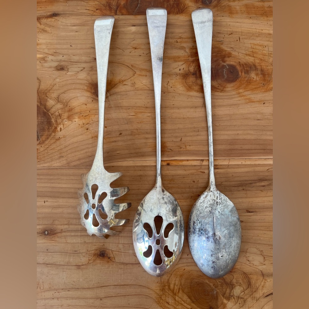 SOLD Vintage Silver-plated  Serving Spoon Set - Picture 5 of 8